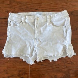 White Mid Rise Denim Cut Off Jean Shorts